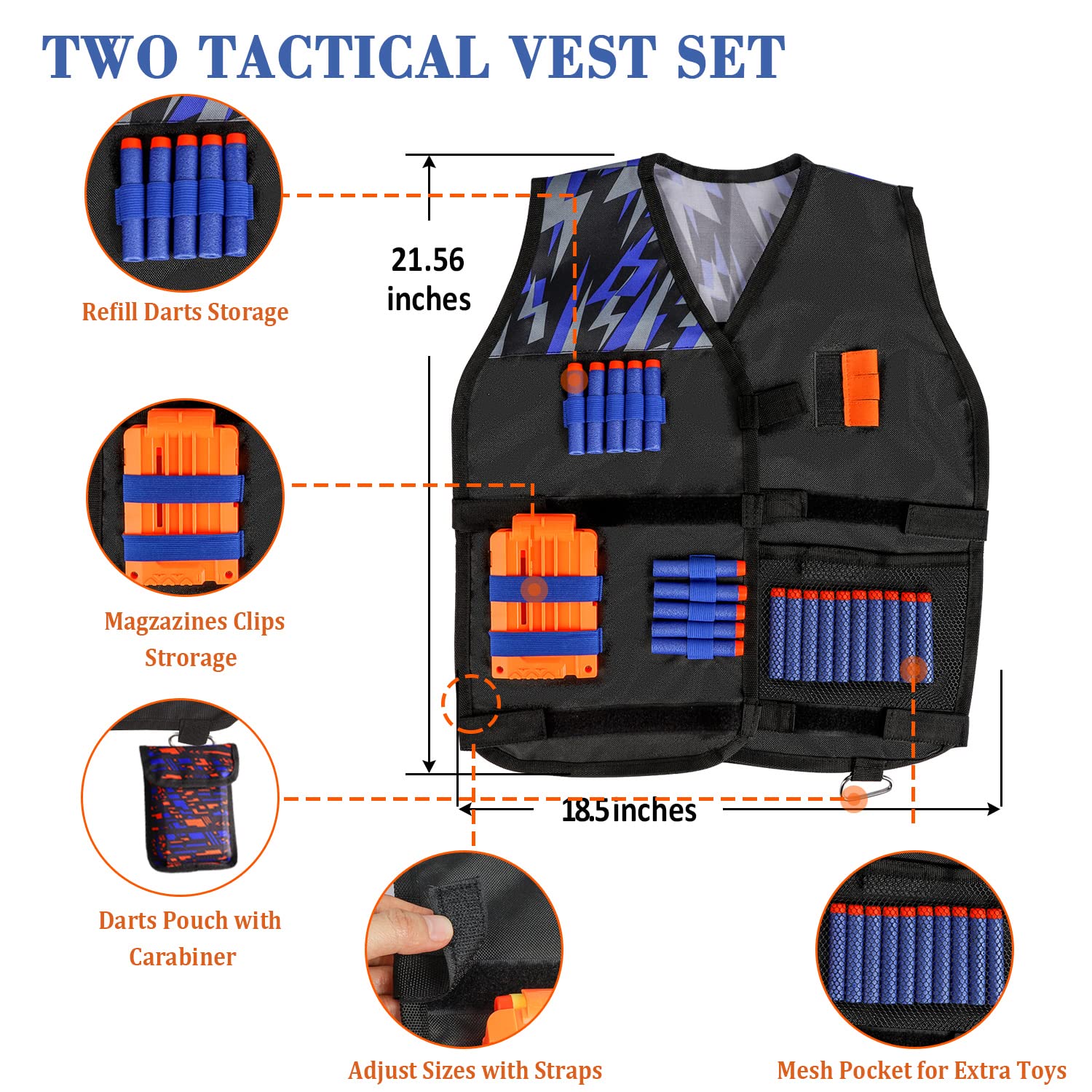 Taiker Nerf Vest Kit back view highlights adjustable straps for comfort.