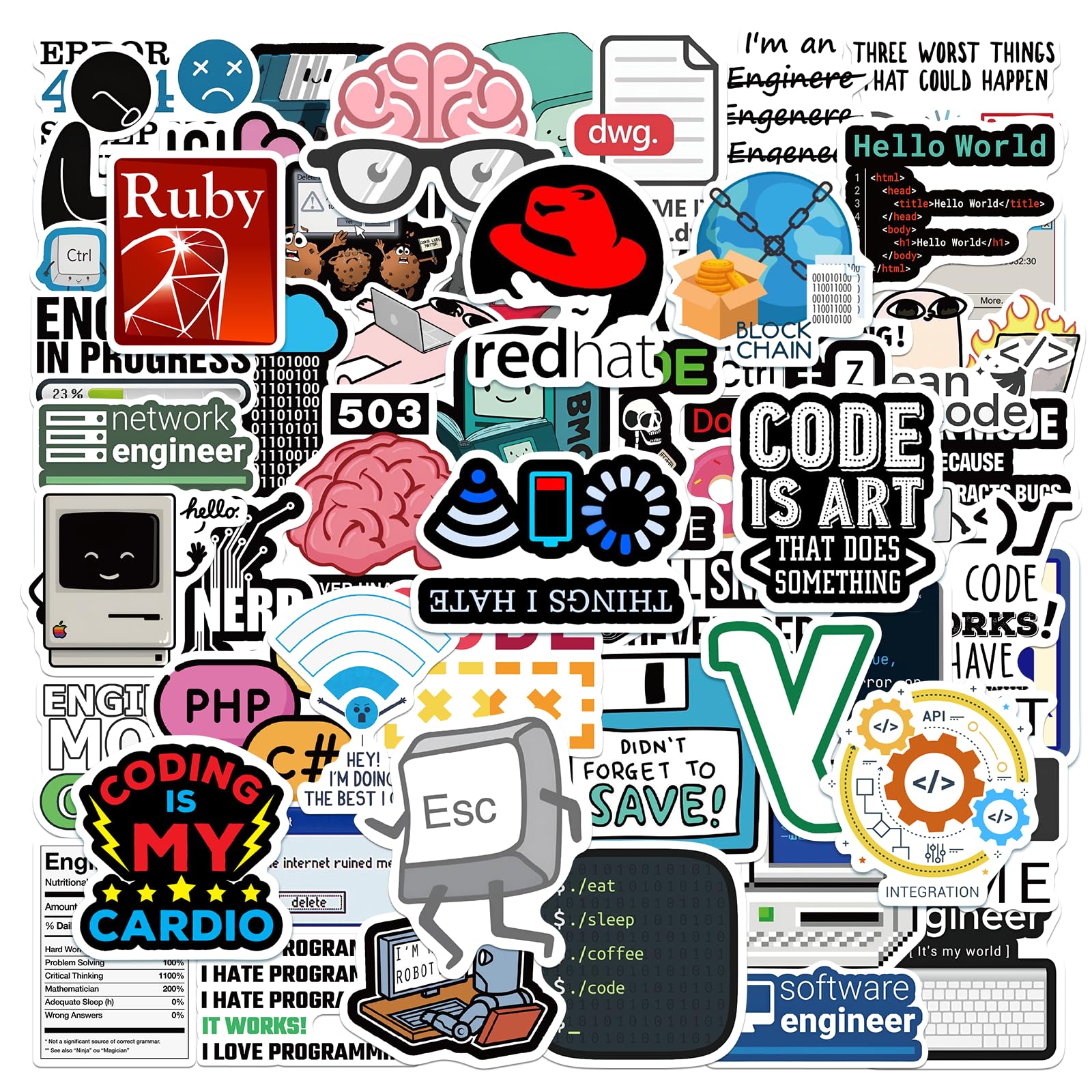 TaiLiHaile 110-piece programming stickers on a laptop for personalized, durable tech decoration