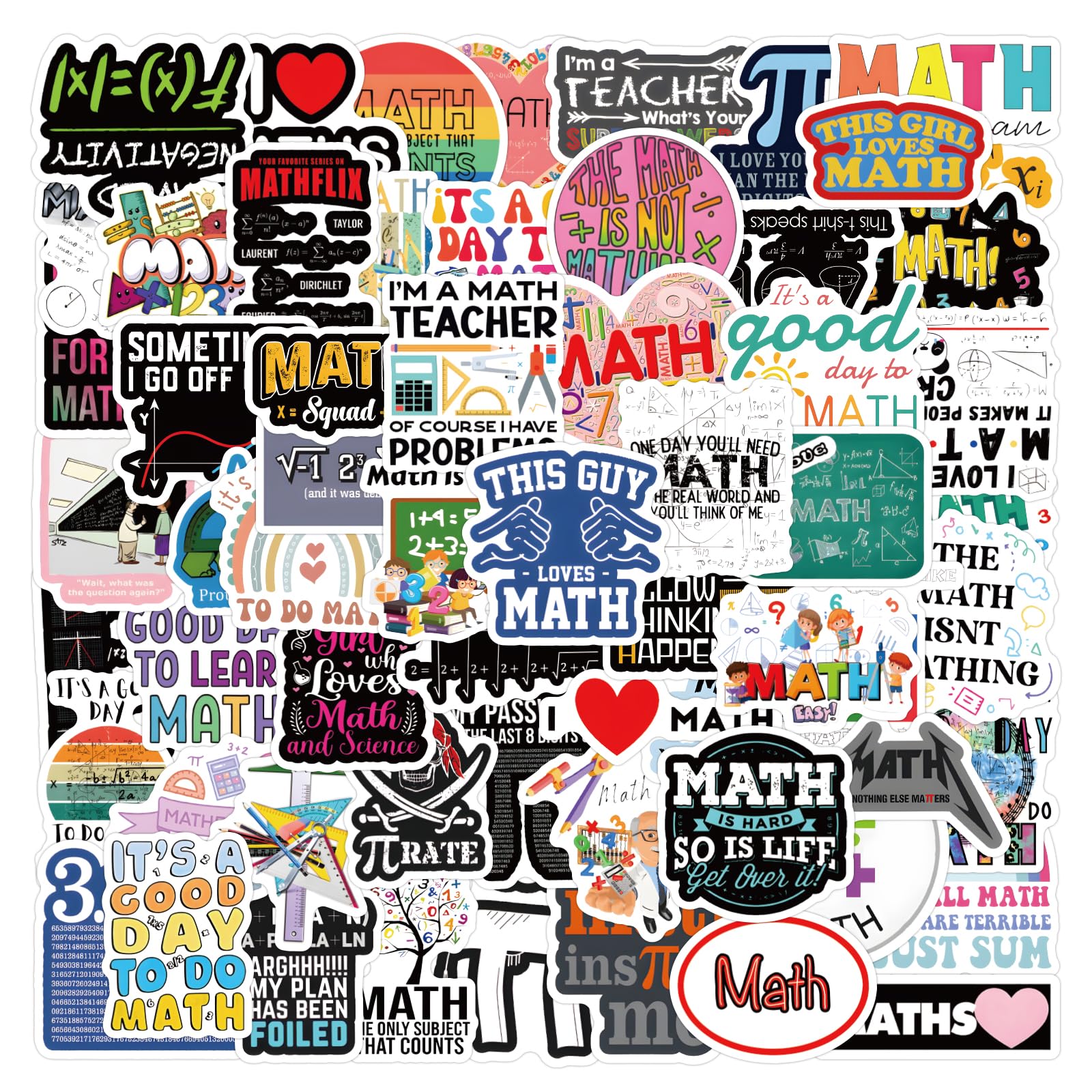TaiLiHaile bundle 120pcs math stickers for laptop and water bottle decor with durable vinyl.