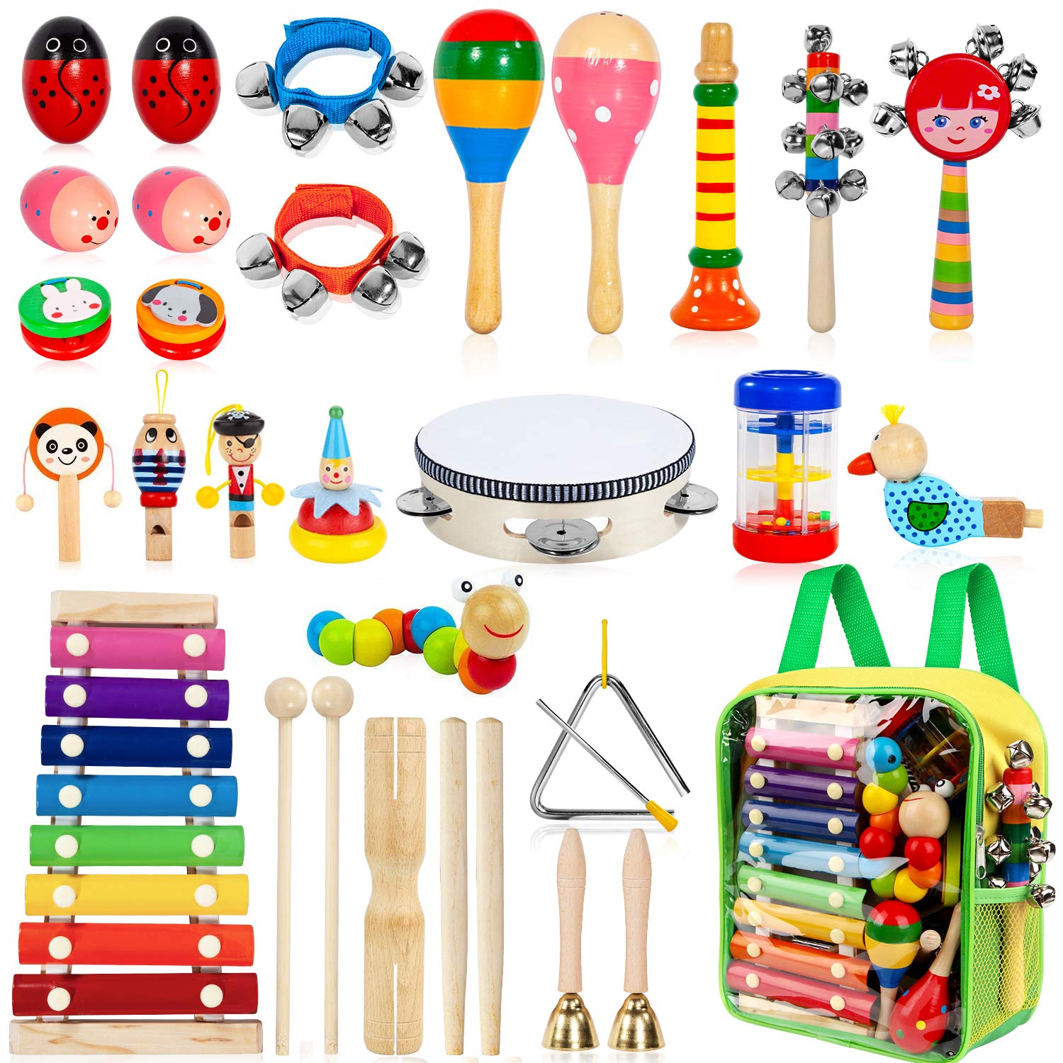 Taimasi 33pc kids instruments set for imaginative play and rhythm exploration.