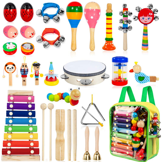 Taimasi 33pc kids instruments set for imaginative play and rhythm exploration.