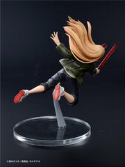 Taito Chainsaw Man Aerial Figure base stand included for secure setup.