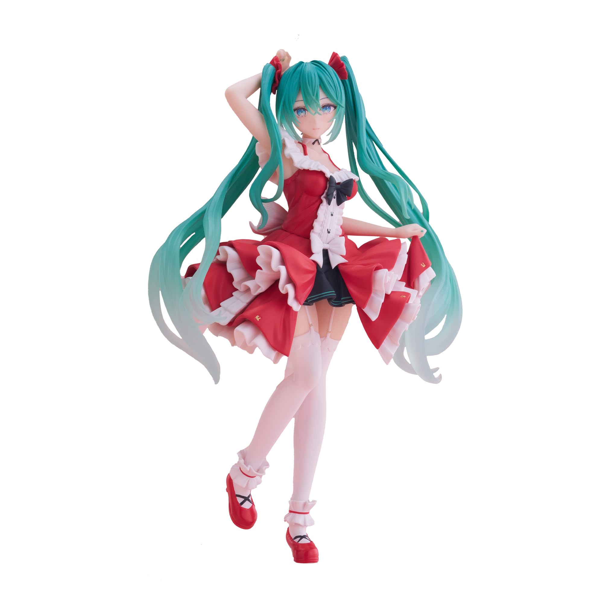 Taito Hatsune Miku figure front view highlights detailed Lolita outfit for display.