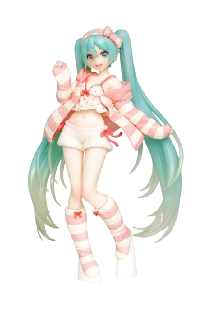 Taito Hatsune Miku figure with base stand for stylish shelf display.