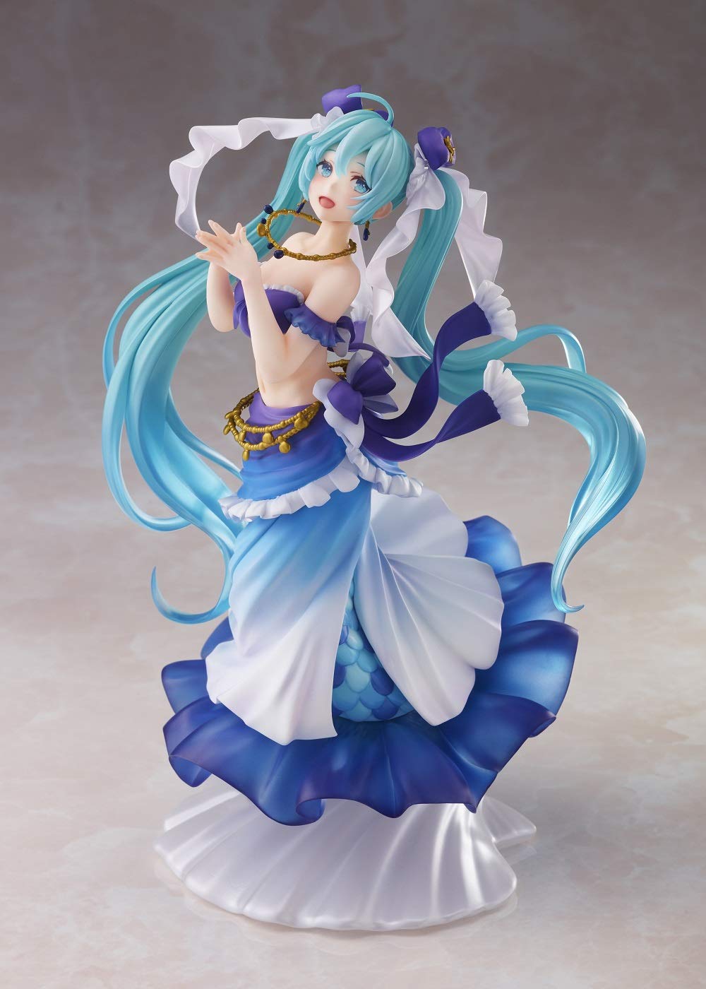 Taito Hatsune Miku Princess AMP Mermaid figure, front view, ideal for shelf display and collection