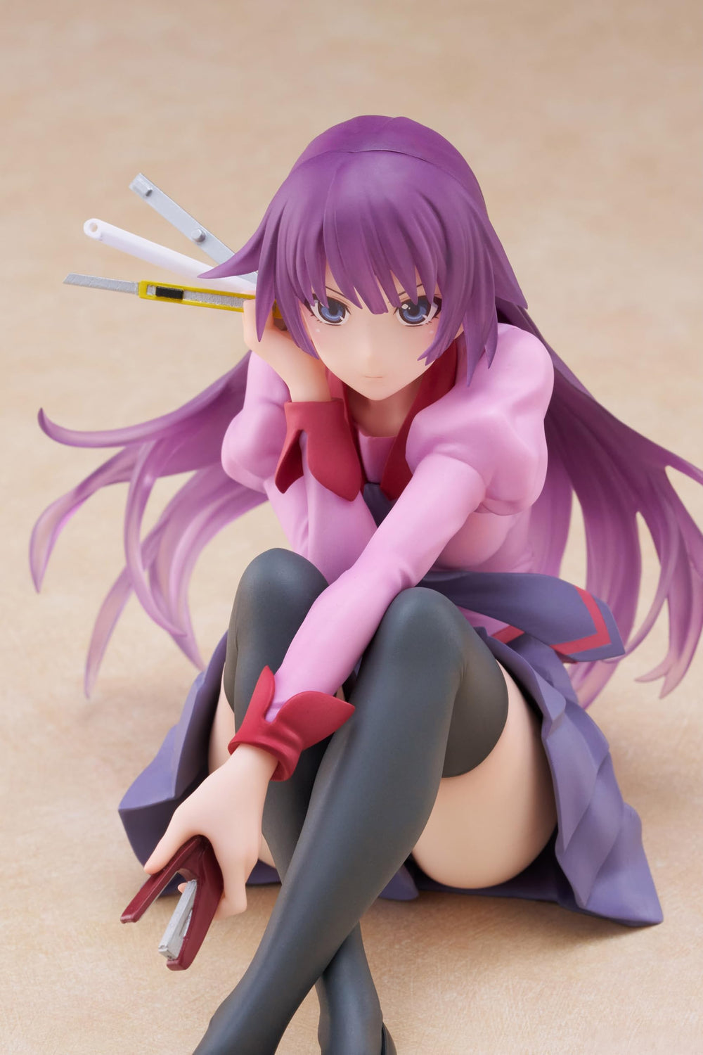 Taito Hitagi Senjougahara figure on desk ready for display