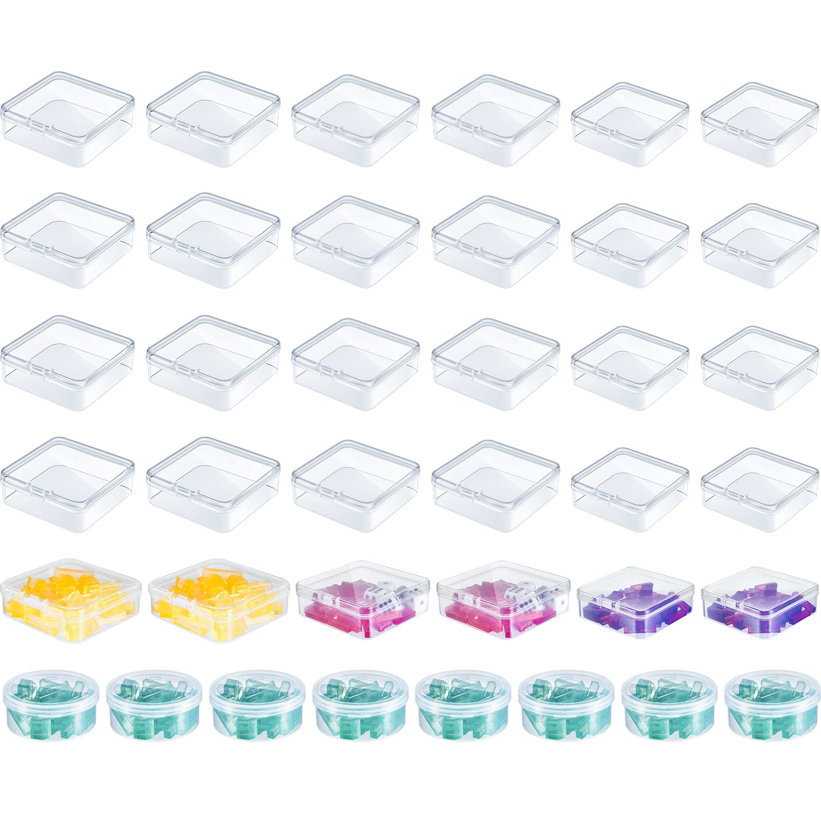 Taiyin 32-pcs clear game token boxes with lids for easy sorting