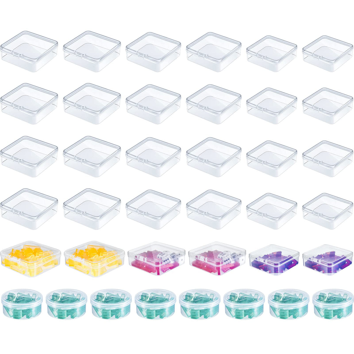 Taiyin 32-pcs clear game token boxes with lids for easy sorting