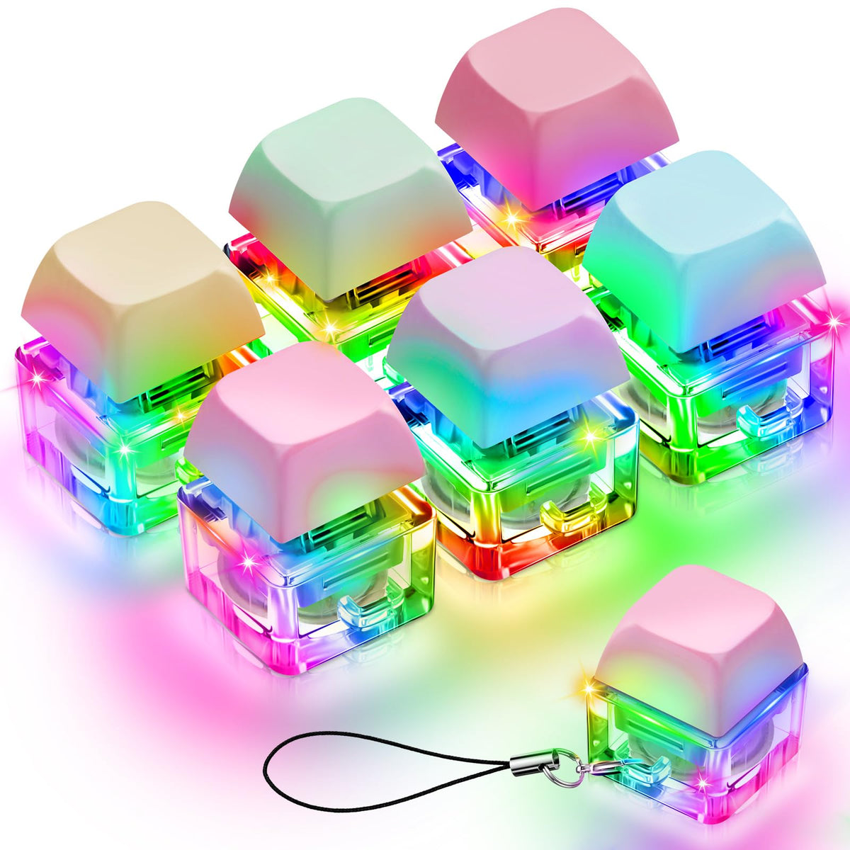 Taiyin keyboard clicker six-piece set in bright colors for desk relaxation