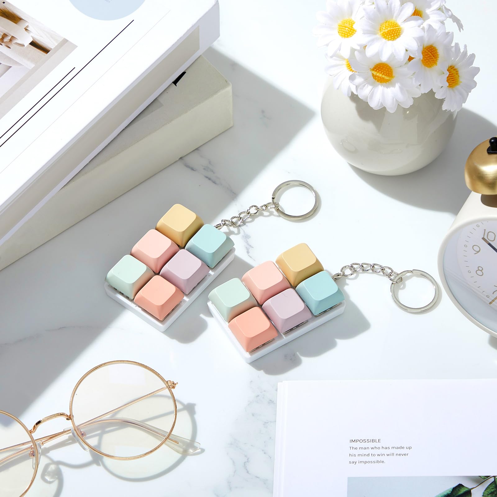 Taiyin keyboard clicker green macaron keychain provides tactile relief at desk