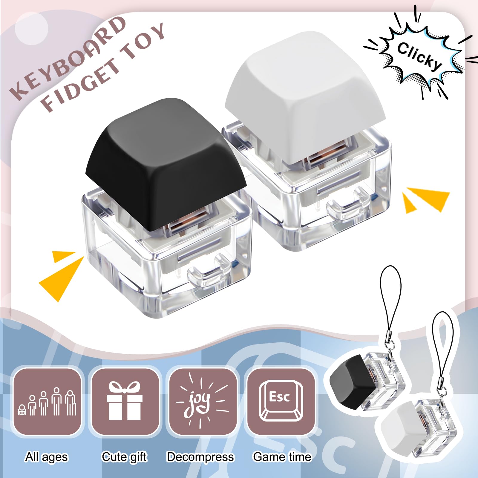Taiyin keyboard clicker white close-up highlighting odorless, polished surface
