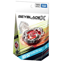 Takara Tomy Beyblade X BX-02 set contents with blade, parts, and manual.