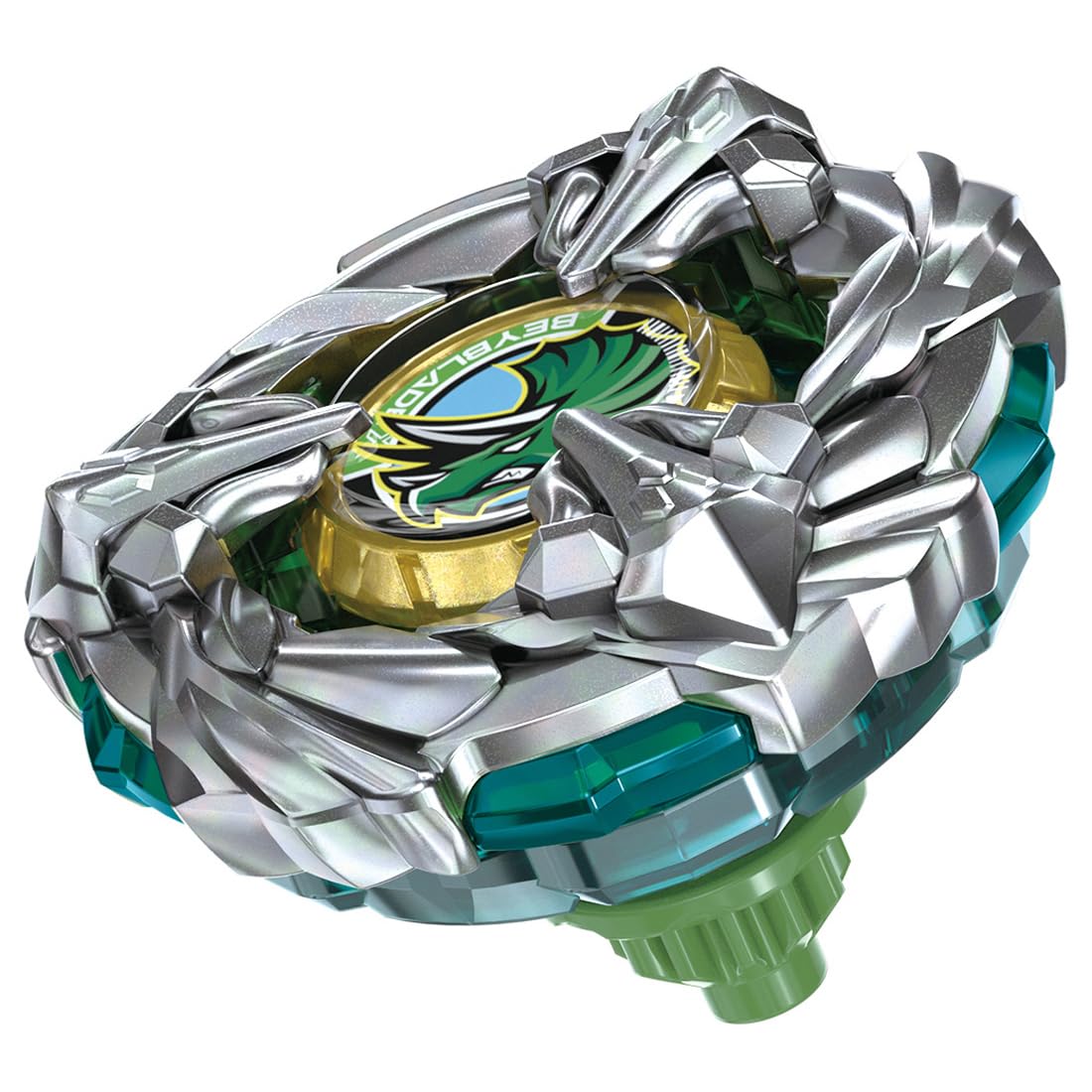 Takara Tomy Beyblade X BX 44 Tricera Press blade in fast action display