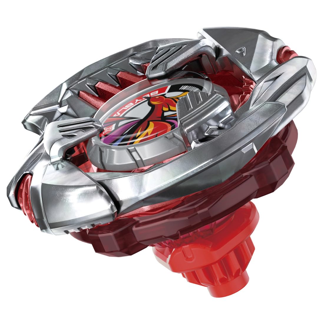 TAKARA TOMY Beyblade X Crimson Garuda BX-38 front view highlighting sleek battle-ready design.