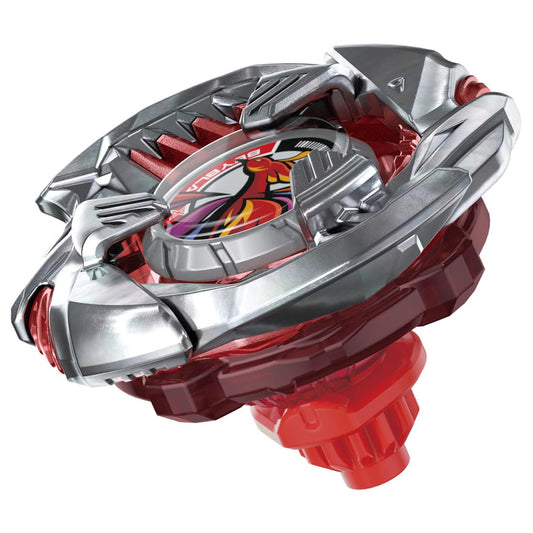 TAKARA TOMY Beyblade X Crimson Garuda BX-38 front view highlighting sleek battle-ready design.