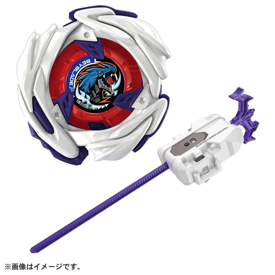 Takara Tomy Beyblade X left-rotating blade design ready to counter opposing rotations.
