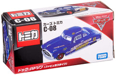 TAKARA TOMY Disney Cars Tomica C-8 Dock Hudson Fabulous Type side view highlights vibrant paintwork.