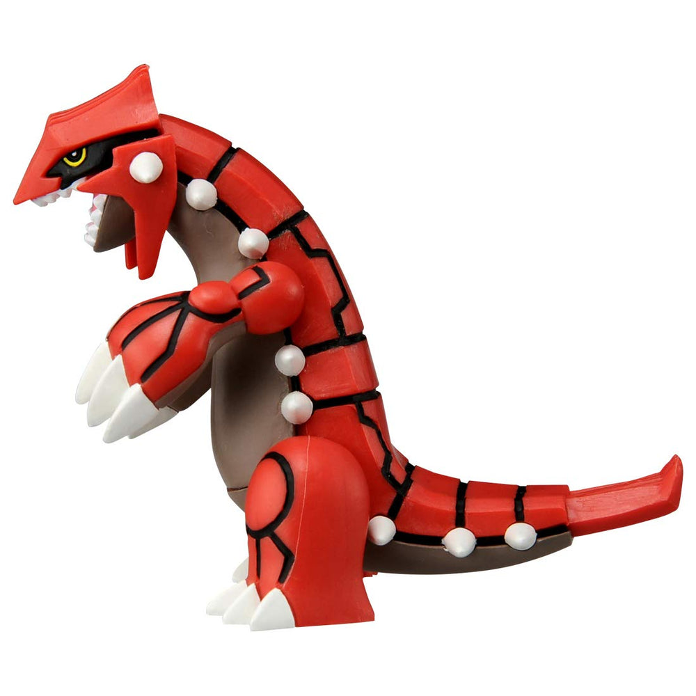 Takara Tomy MonColle Groudon ML-03 side profile highlights accurate coloring for shelves.