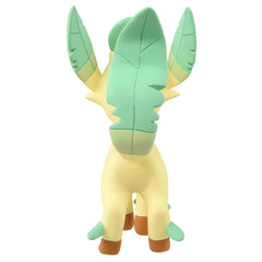 Takara Tomy Moncolle Leafeon back view reveals textured markings and vibrant color.