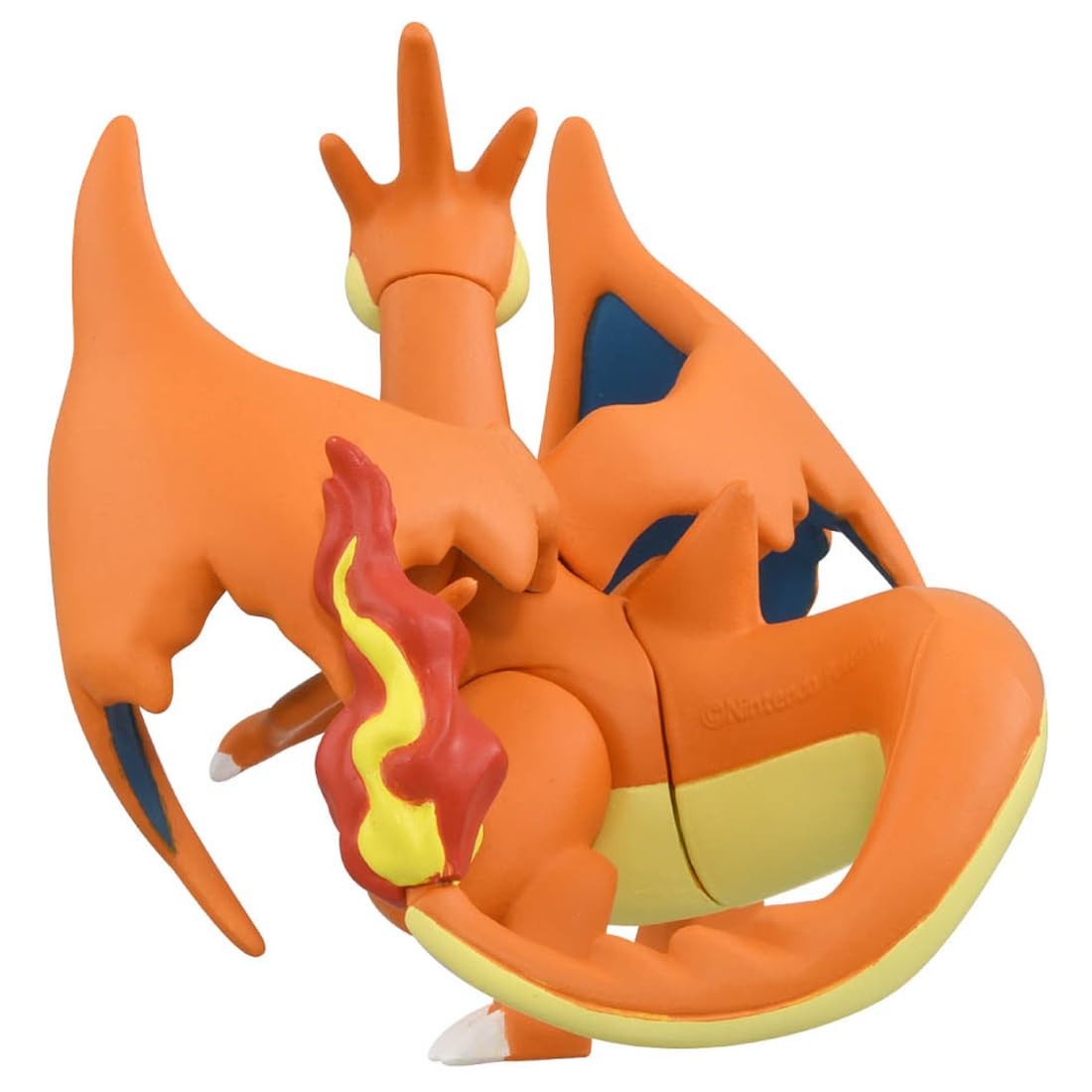Takara Tomy Moncolle Mega Charizard Y figure, wings and flame, enhances dramatic display
