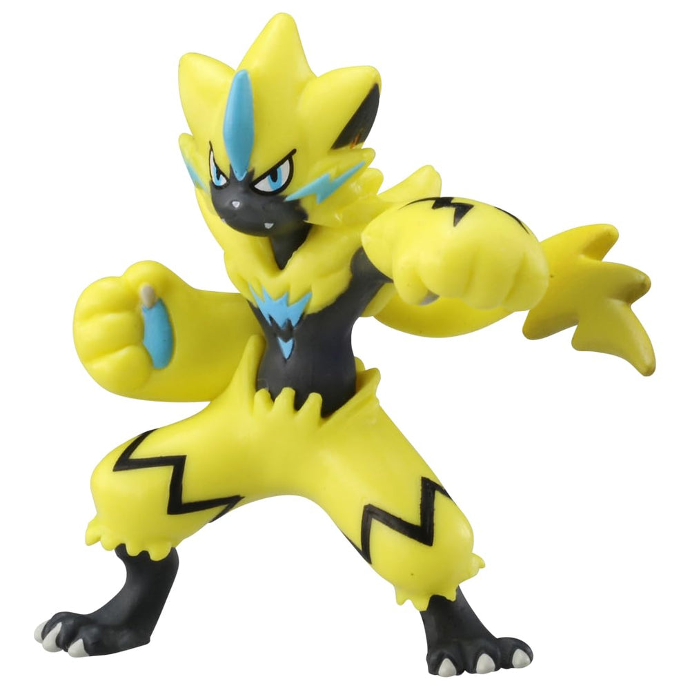 Takara Tomy Zeraora MonColle pose enables dynamic shelf presentation.