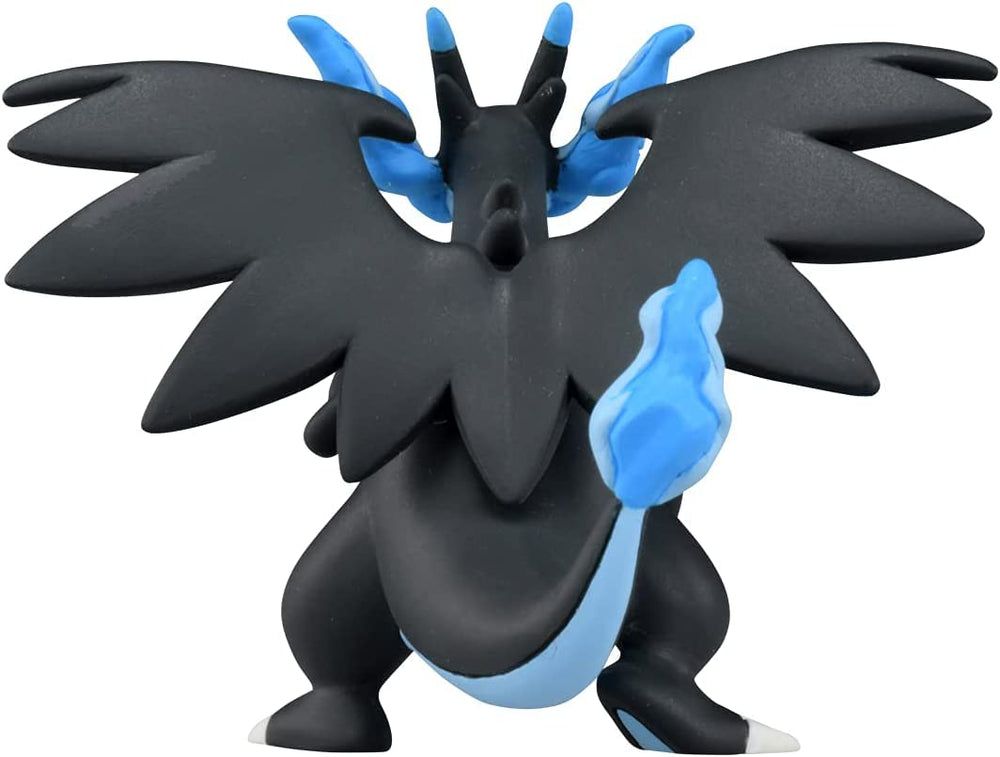 Takara Tomy Mega Charizard X figure on a clean display base