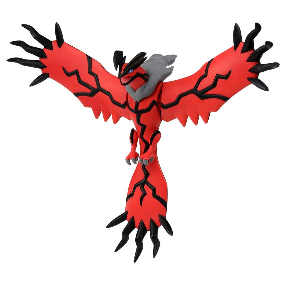 Takara Tomy MonColle Yveltal front view shows precise sculpt and vivid Pokemon colors