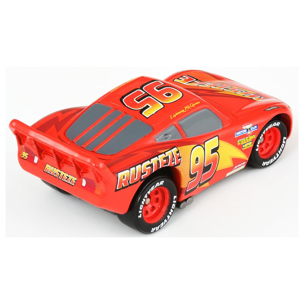 Takara Tomy Tomica Lightning McQueen packaging for compact display.