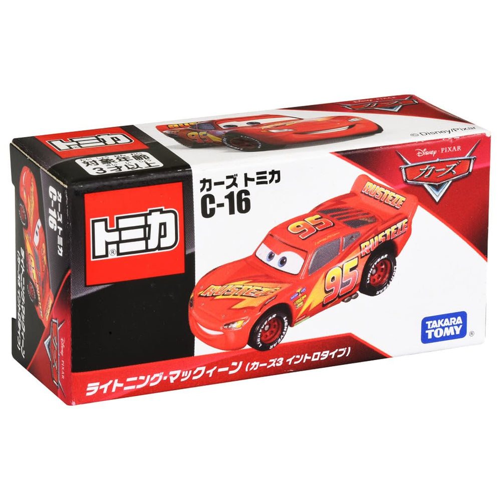 Takara Tomy Tomica Lightning McQueen paint details highlight authentic design.