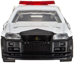 Diecast Nissan Skyline GT-R BNR34 shown in a ready-to-show display pose.