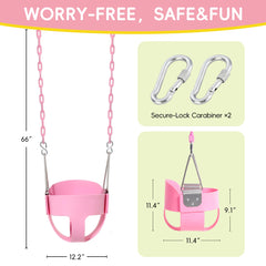 Take Me Away 66-inch chains enable easy height adjustment for growing kids.