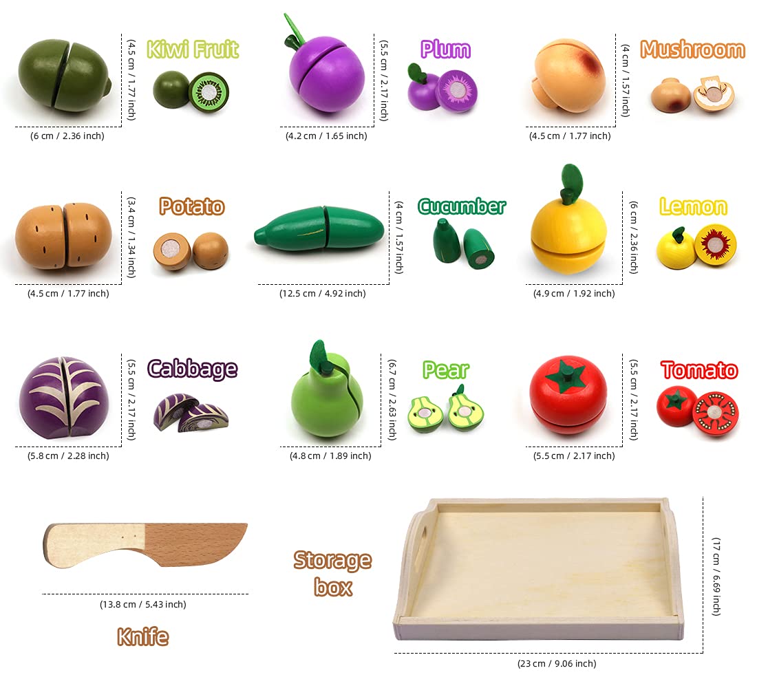 Take Me Away colorful wooden vegetable pieces encourage pretend cooking stories.