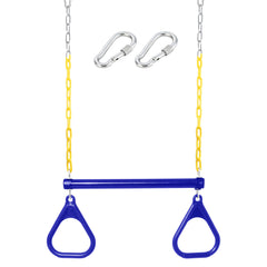 Take Me Away trapeze bar with rings ideal for backyard play and climbing fun.