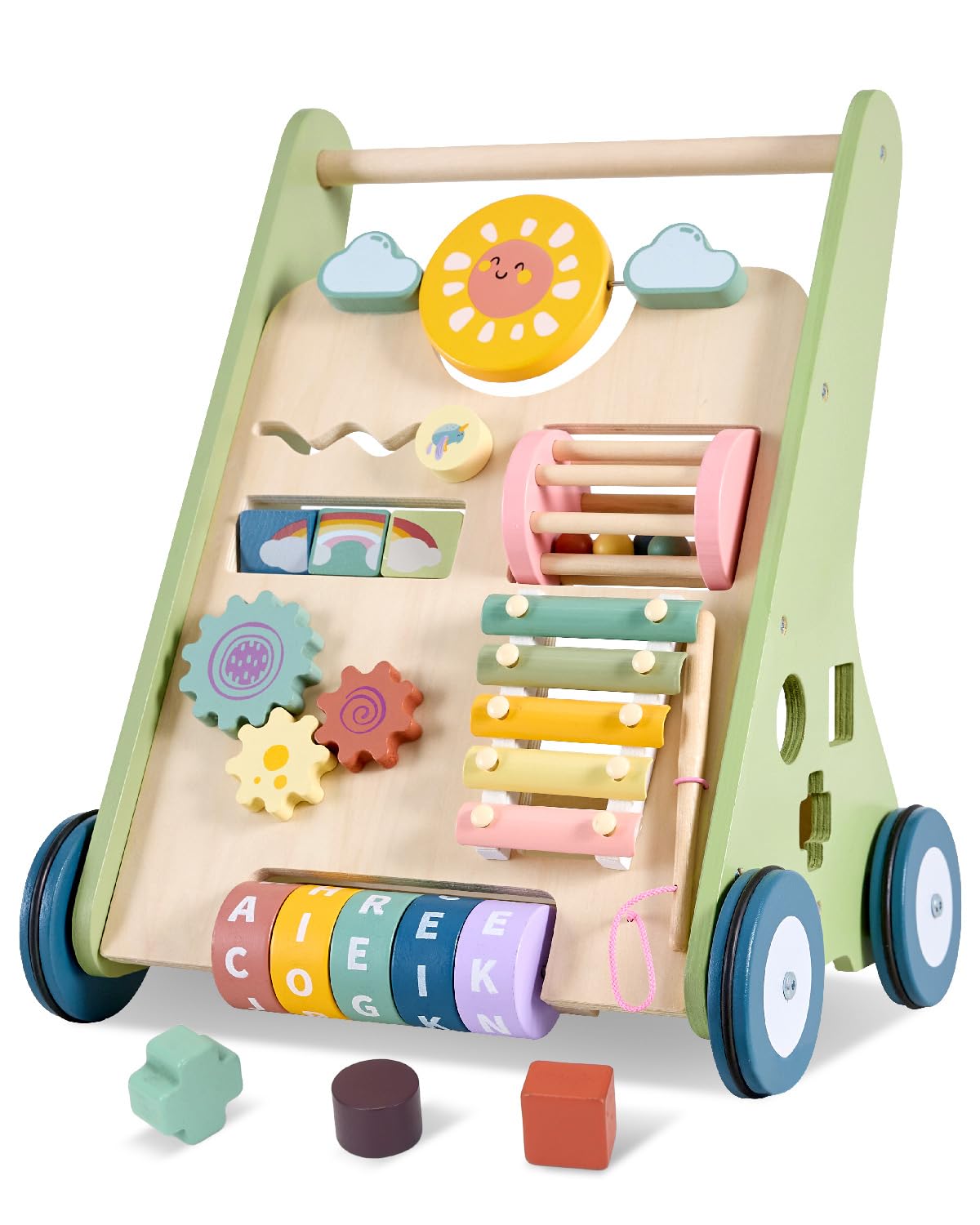 Takeeyce baby push walker wooden frame for first steps and engaging play
