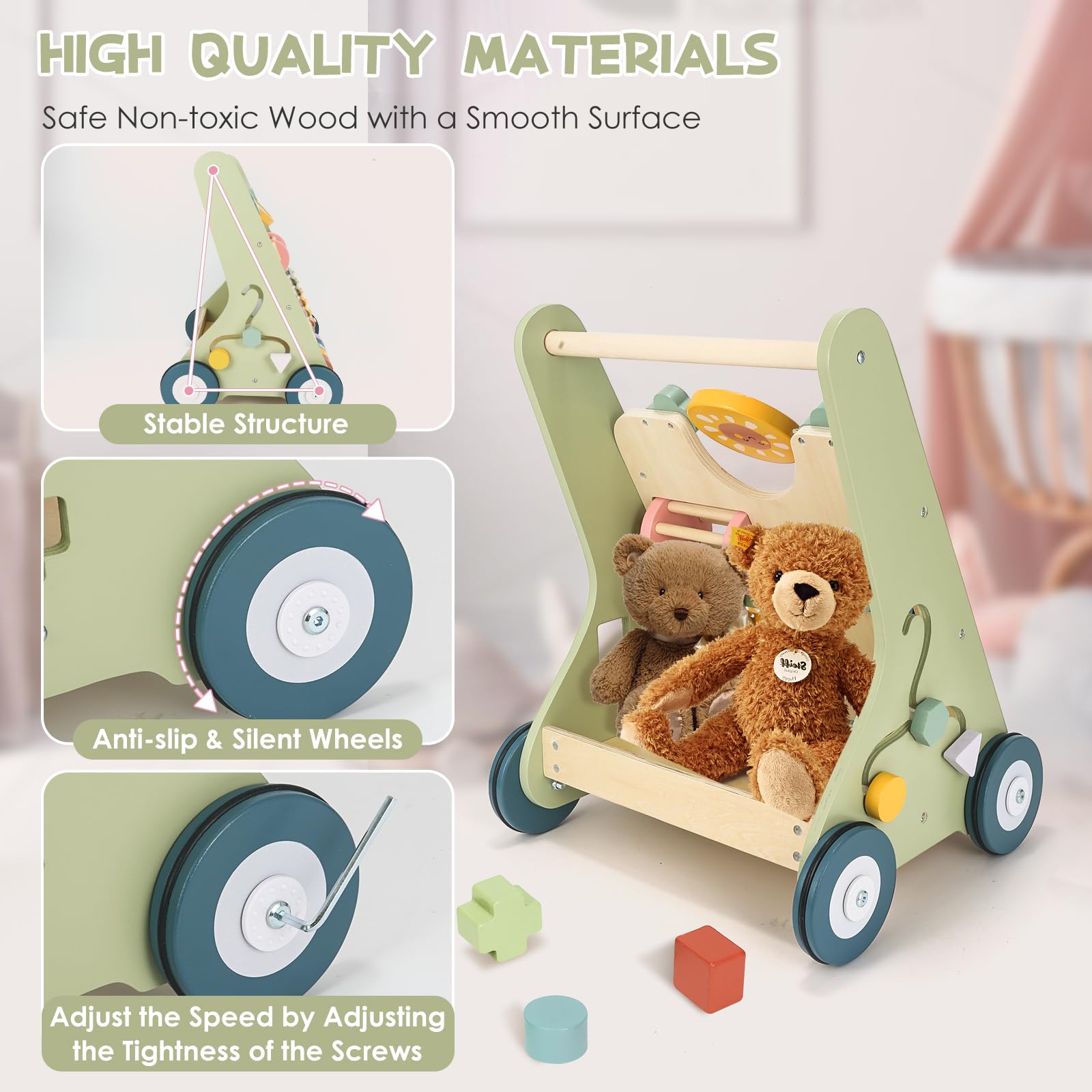 Takeeyce wooden walker rotating mirror for visual exploration during practice