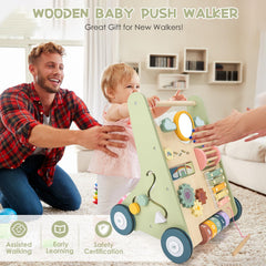 Takeeyce wooden walker with rubber coated wheels protects floors
