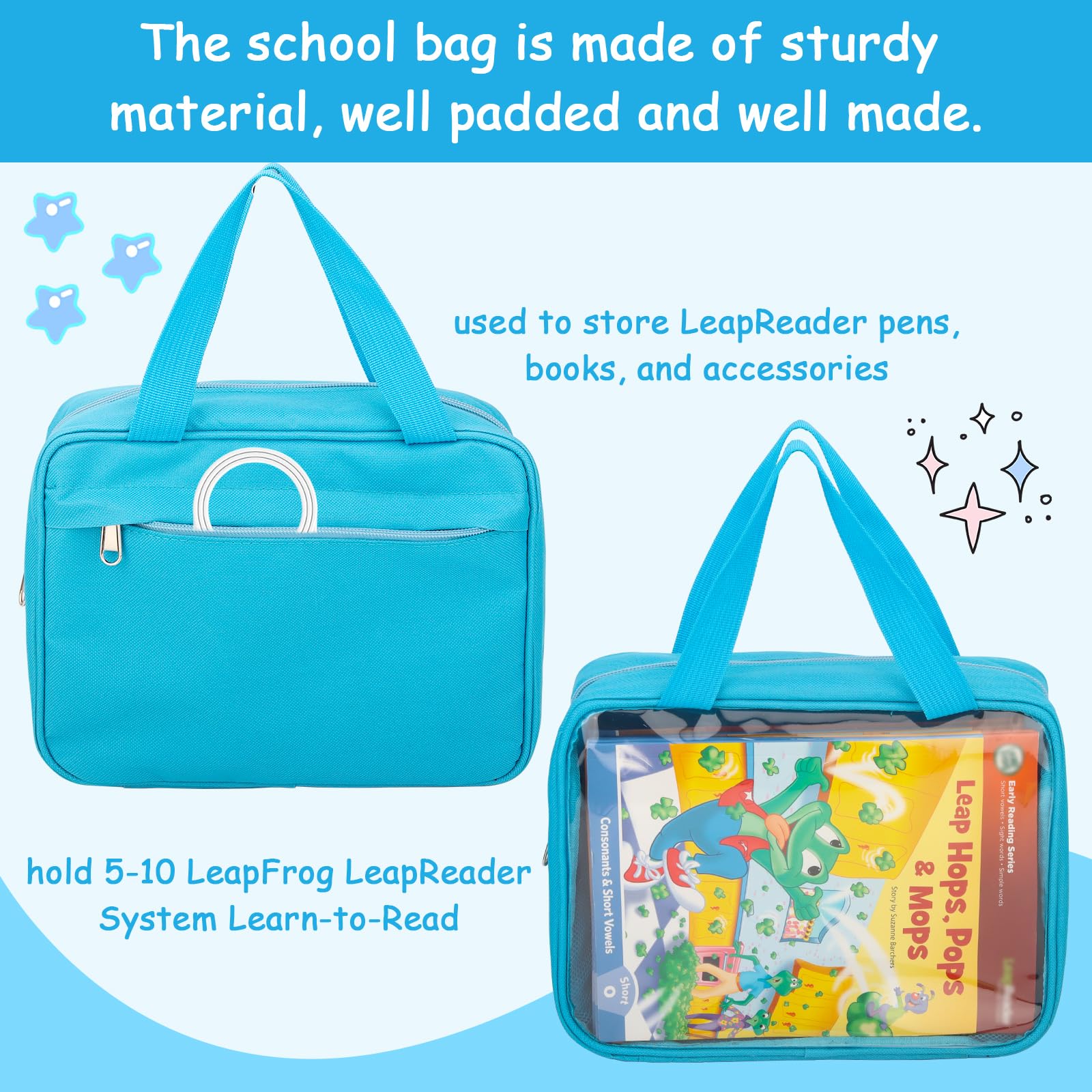 Taladad case with blue handle, easy to carry on the go.