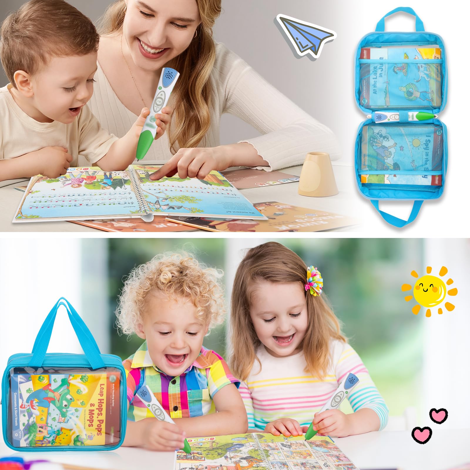 Taladad LeapReader case, transparent window view, kids see books at a glance.