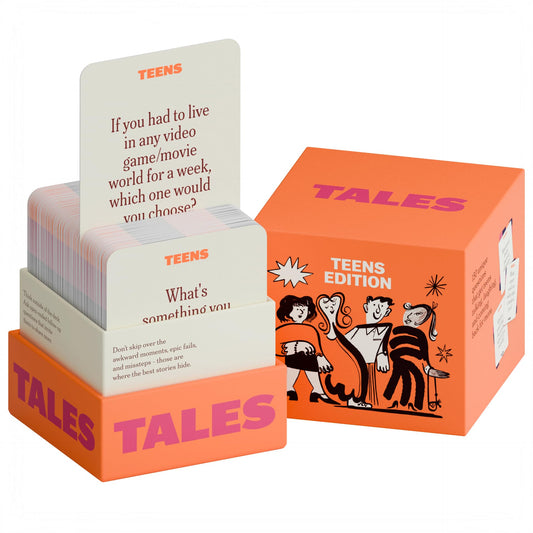 TALES Teens Edition box front enables engaging family storytelling moments.