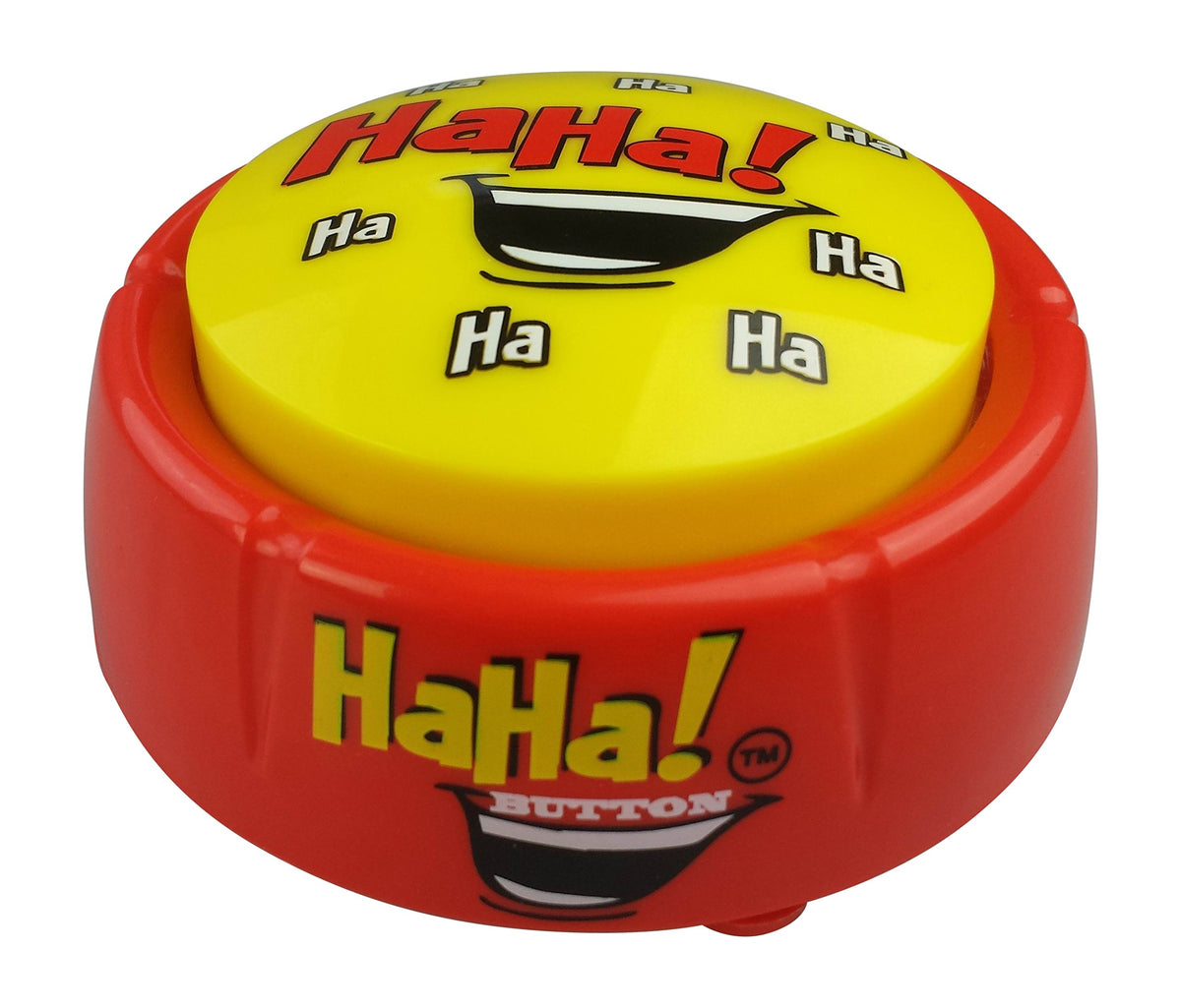Talkie Toys Ha Ha Button front view, ideal for quick desk pranks and laughs.