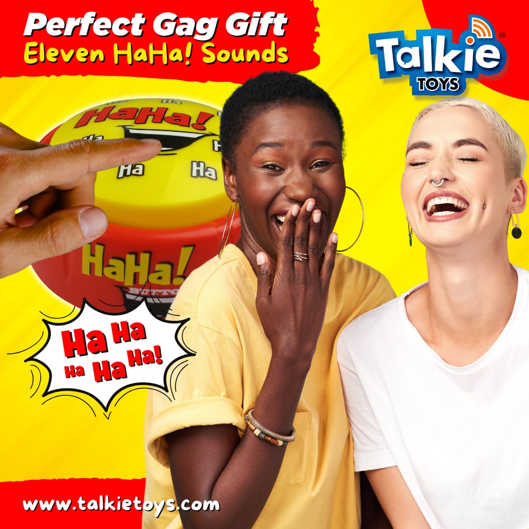 Talkie Toys Ha Ha Button illuminated-top, boosts group laughter during meetings.