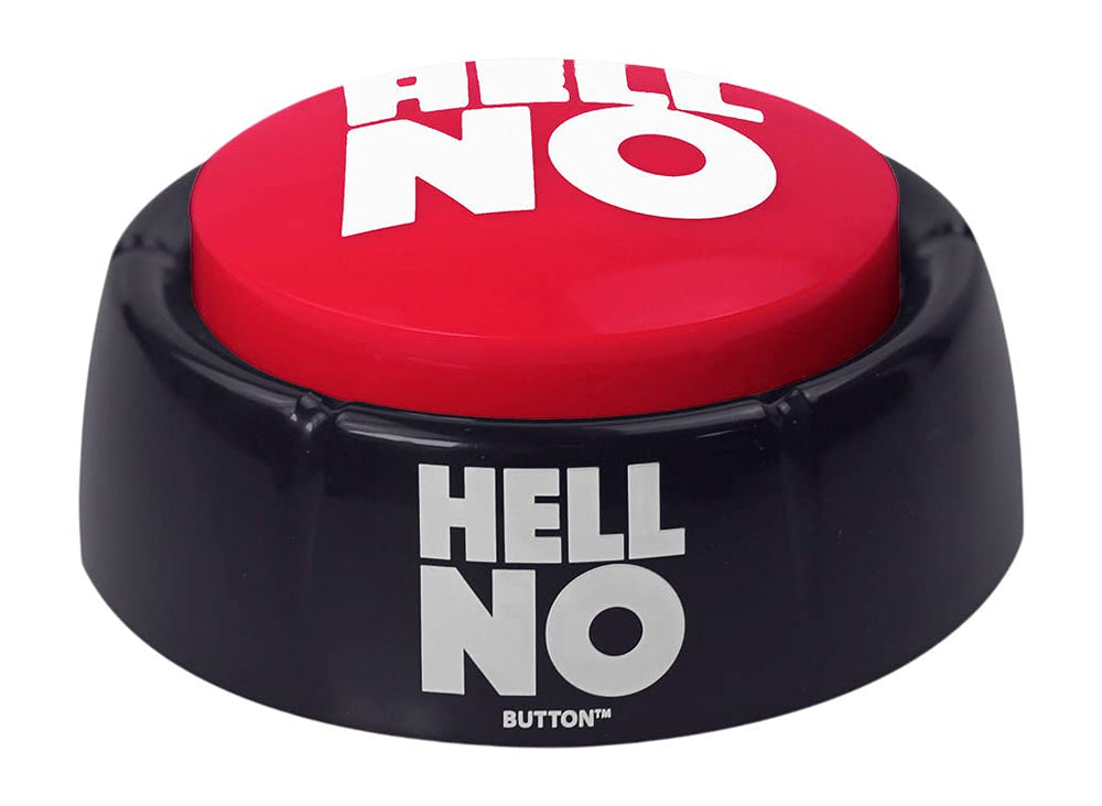 Talkie Toys Hell No Button gift packaging suggests a fun gift idea.