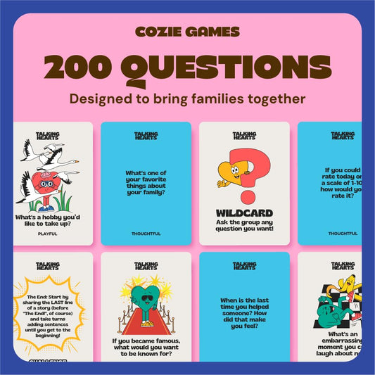 Talking Hearts cards during a road trip encourage thoughtful conversations.