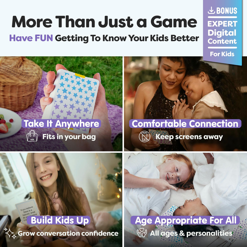 Talking Point Cards dinner-time use shows the deck for family meals.