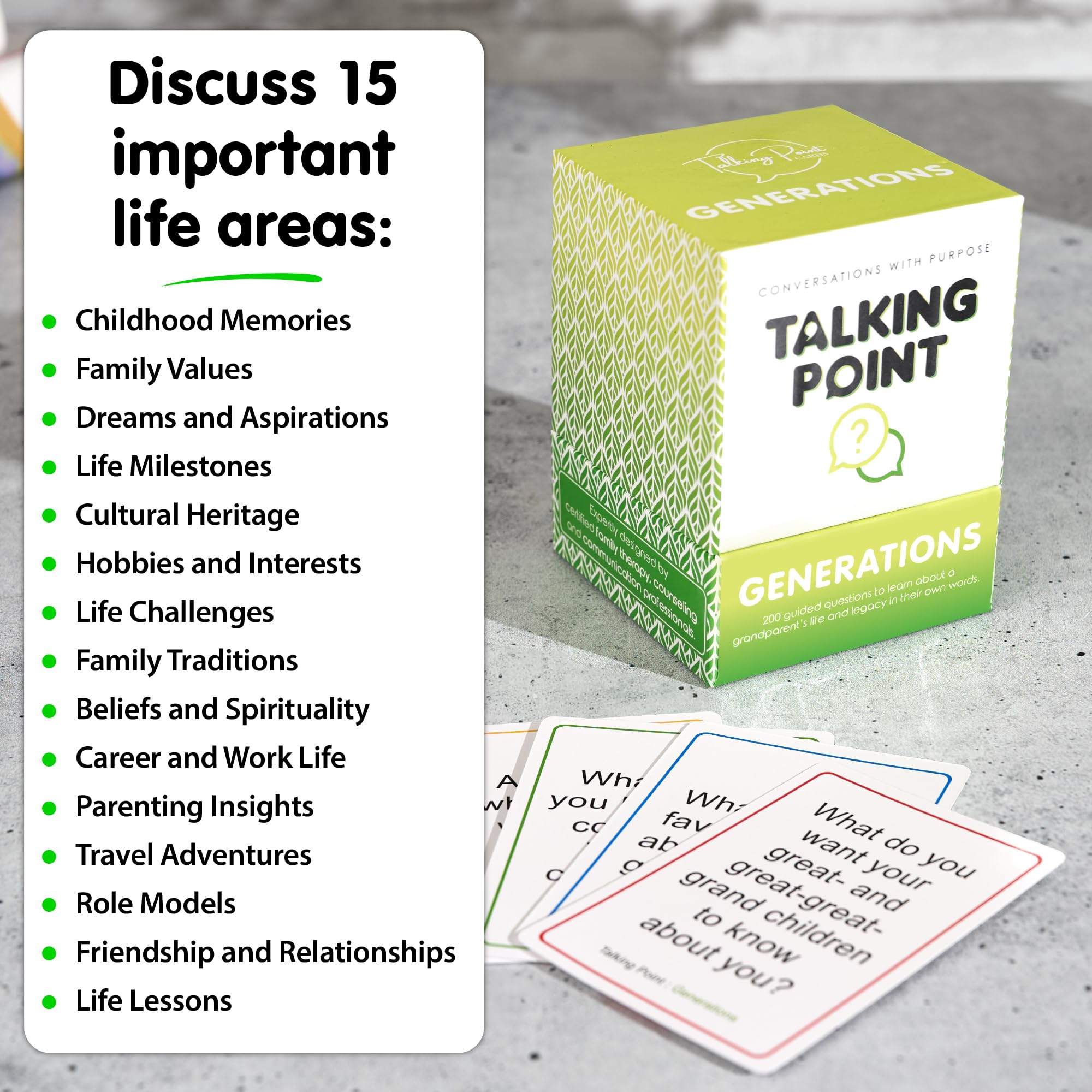 Growing Up prompts from Talking Point Cards spark reminiscence.