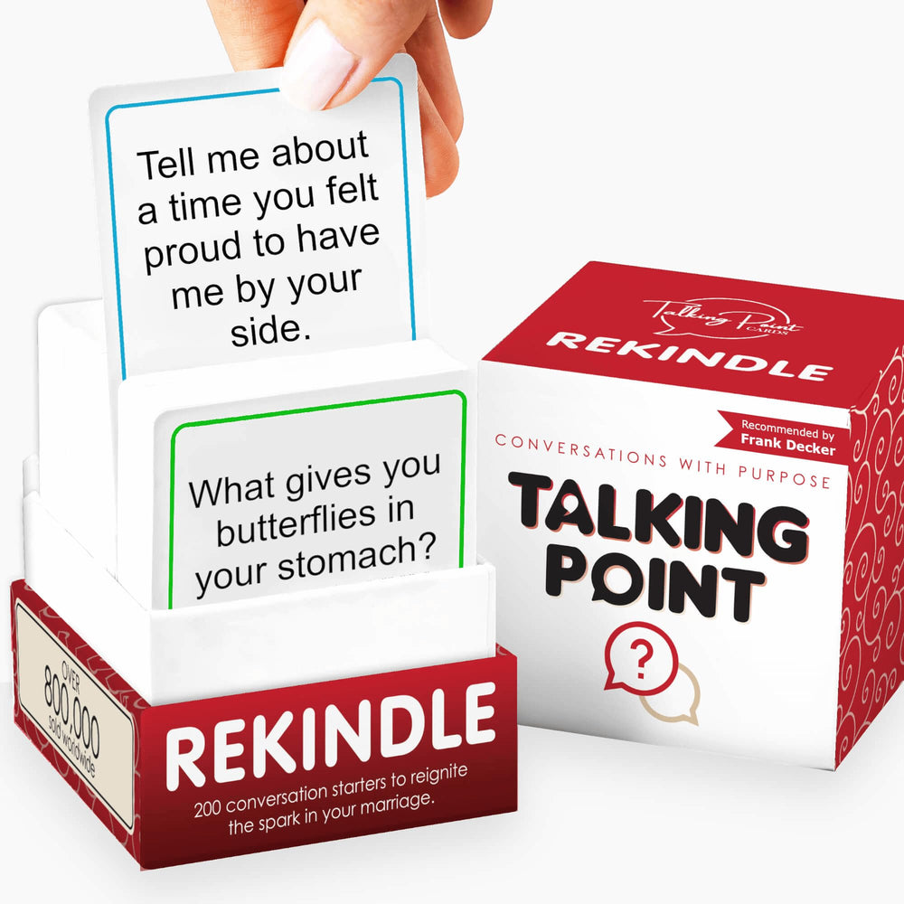 Talking Point Cards Rekindle Pack cover invites couples to spark meaningful talks and closer connection.