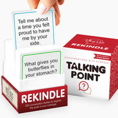 Talking Point Cards Rekindle Pack cover invites couples to spark meaningful talks and closer connection.
