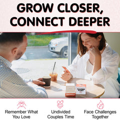 Talking Point Cards Rekindle pack open on table, inviting intimate conversations.