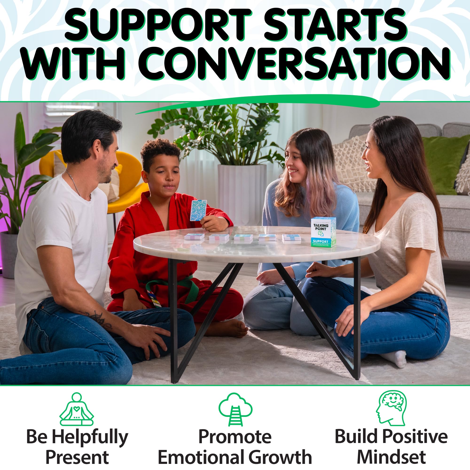 Talking Point Cards Support Pack cards in hand promote thoughtful conversations