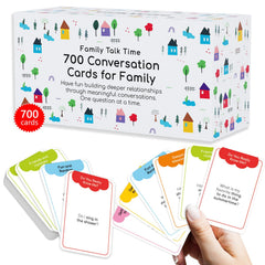 TALKWISE 700 family cards in an open box, ready for dinner prompts.
